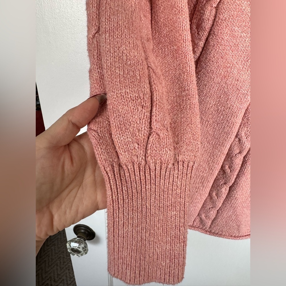 Pink Cable Knit Women's Sweater - Picture 3 of 4